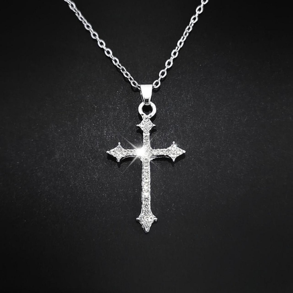 16" Crystal Cross Necklace 215